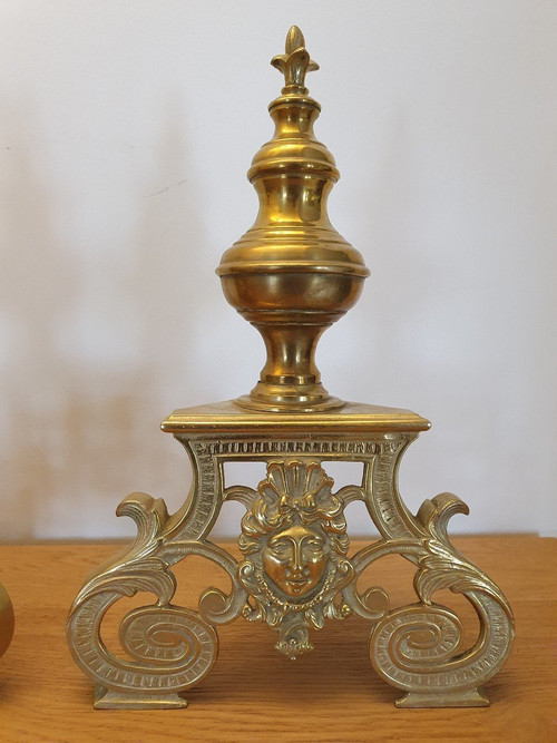 Louis XIV Fireplace Front, Bronze And Brass, 19th Century.