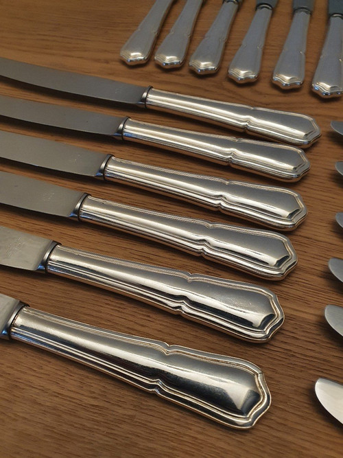 SFAM Suite of 24 Filet Knives Violinné Silver Metal 20th century