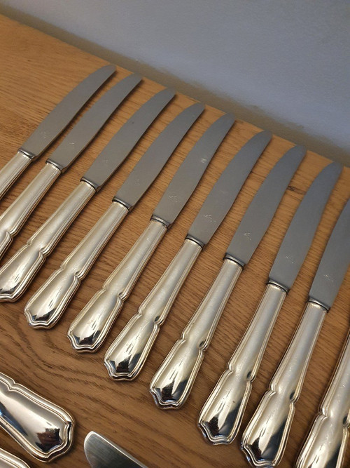 SFAM Suite of 24 Filet Knives Violinné Silver Metal 20th century