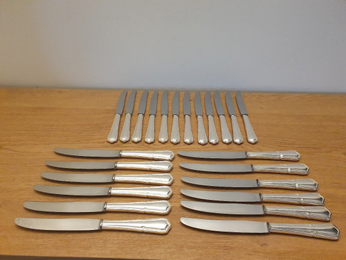 SFAM Suite of 24 Filet Knives Violinné Silver Metal 20th century