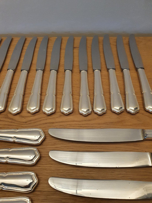 SFAM Suite of 24 Filet Knives Violinné Silver Metal 20th century