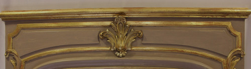 Miroir trumeau De Cheminée De Style Louis XV, Feuille d'Or Et Patine 110 X 171 Cm