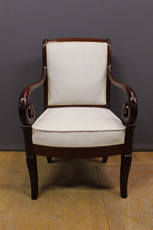 Pair Of Louis Philippe Period Armchairs With Mahogany Crosses XIX