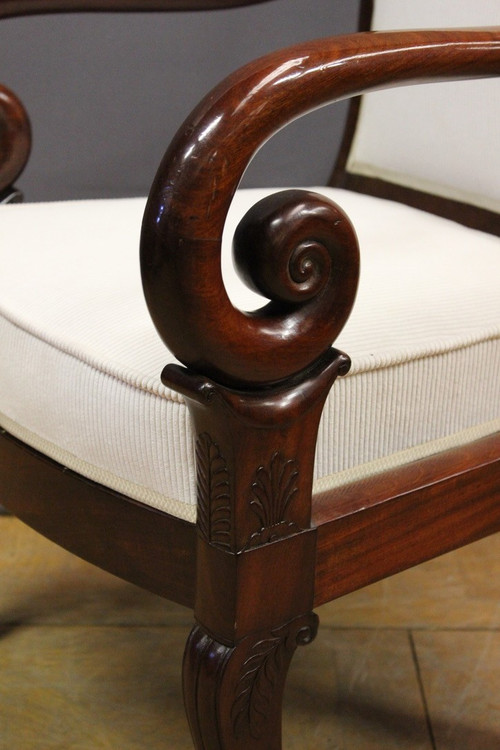 Pair Of Louis Philippe Period Armchairs With Mahogany Crosses XIX