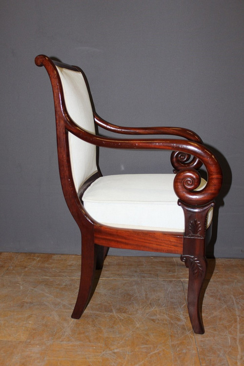 Pair Of Louis Philippe Period Armchairs With Mahogany Crosses XIX