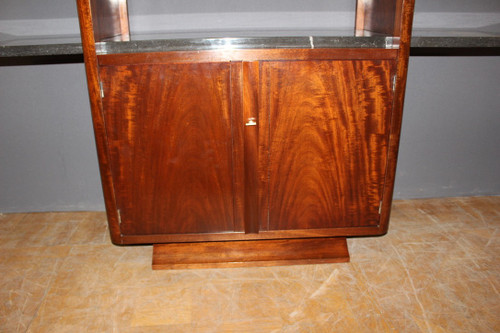 Art Deco Period Console In Exotic Wood And Marble Circa 1930