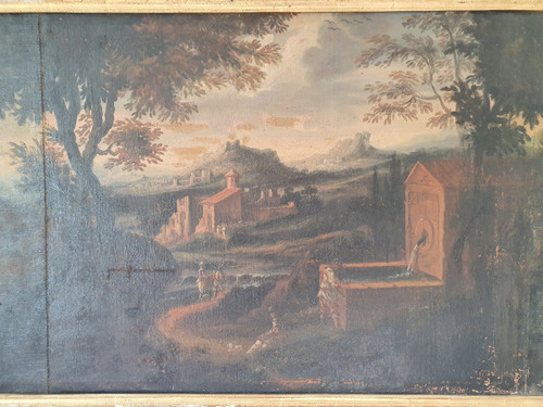 Animated Landscape , Oil On Canvas , XVIIth Century .