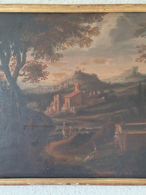 Animated Landscape , Oil On Canvas , XVIIth Century .