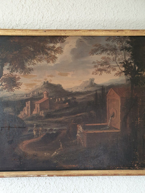 Animated Landscape , Oil On Canvas , XVIIth Century .