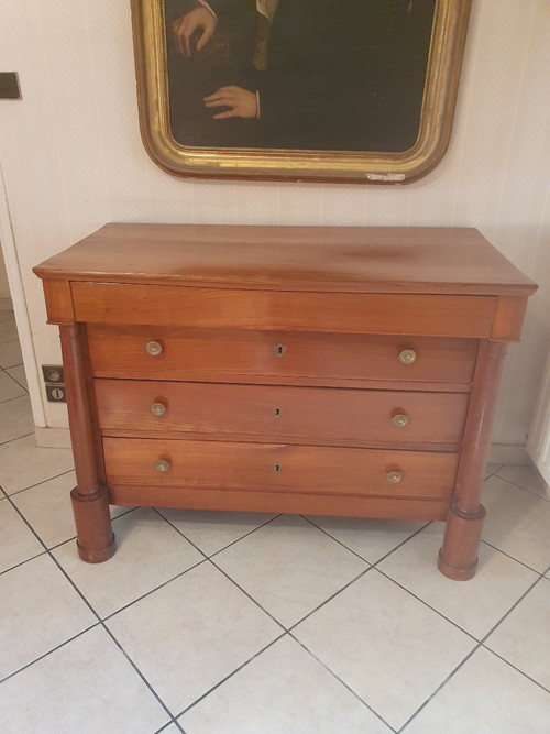 Chest of drawers , Detached column, Cherry wood , Empire ,early XIX°.