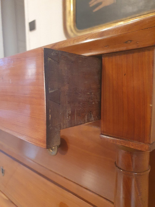 Chest of drawers , Detached column, Cherry wood , Empire ,early XIX°.