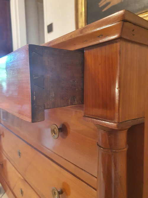 Chest of drawers , Detached column, Cherry wood , Empire ,early XIX°.