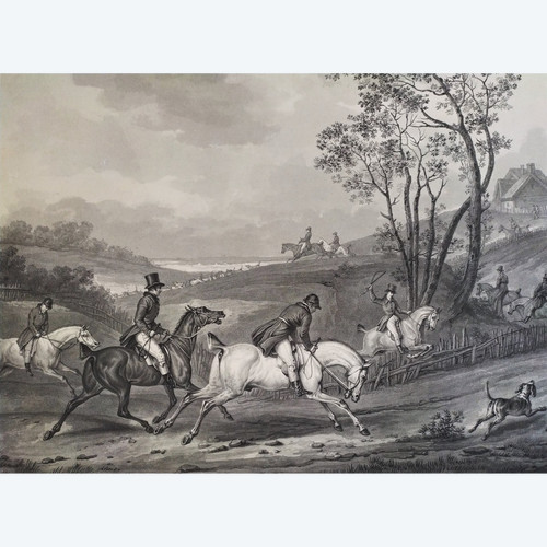 Etching Hunting Engraving After Horace Vernet 19th C Old Print