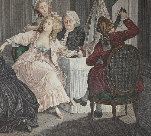 Paire d’Importantes Gravures en Couleur, J.M Moreau Le Jeune et N. De Launay – 1900