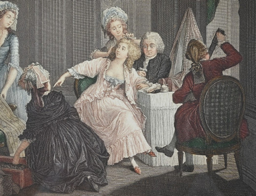 Paire d’Importantes Gravures en Couleur, J.M Moreau Le Jeune et N. De Launay – 1900