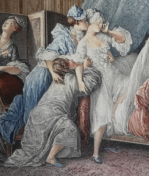 Paire d’Importantes Gravures en Couleur, J.M Moreau Le Jeune et N. De Launay – 1900