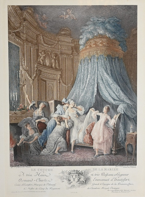 Paire d’Importantes Gravures en Couleur, J.M Moreau Le Jeune et N. De Launay – 1900