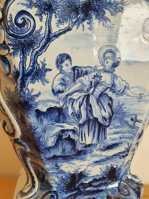 Grande Potiche , Faïence De Delft , XIXème Siècle .