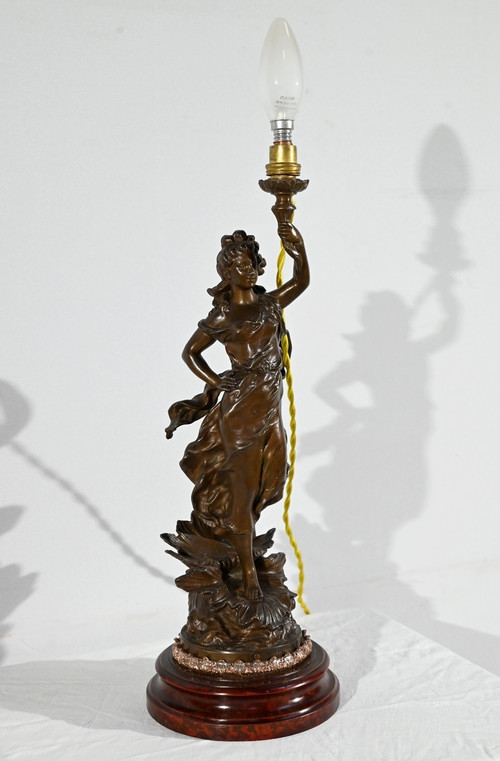 “Amphitrite” Regulate Lamp, signed Ch.Lévy - Late 19th century