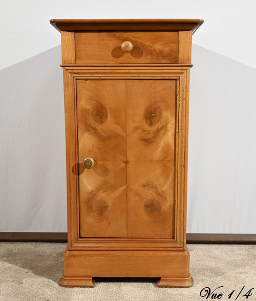 Bedside table in solid cherry and veneer – 1900