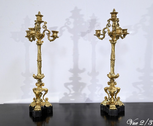 Pair of Gilt Bronze Candelabra, Restoration Period – Early 19th Century