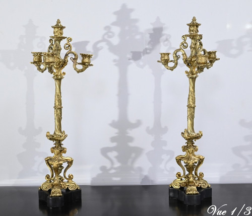 Pair of Gilt Bronze Candelabra, Restoration Period – Early 19th Century