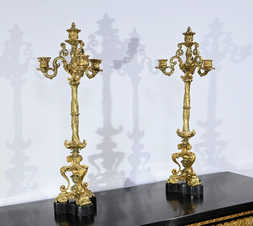 Pair of Gilt Bronze Candelabra, Restoration Period – Early 19th Century