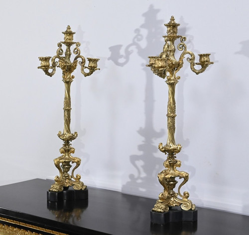 Pair of Gilt Bronze Candelabra, Restoration Period – Early 19th Century