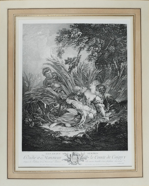 The Surprised Lovers Engraving After François Boucher