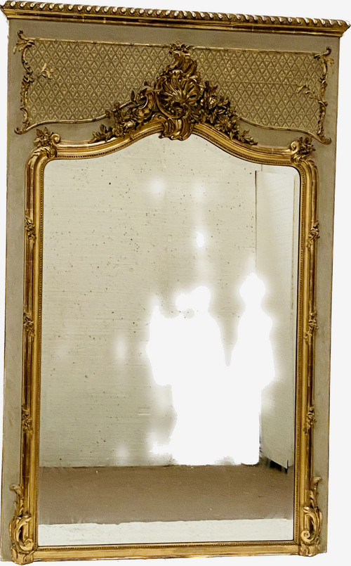 Louis XV style mirror in wood and gilded stucco 20th century