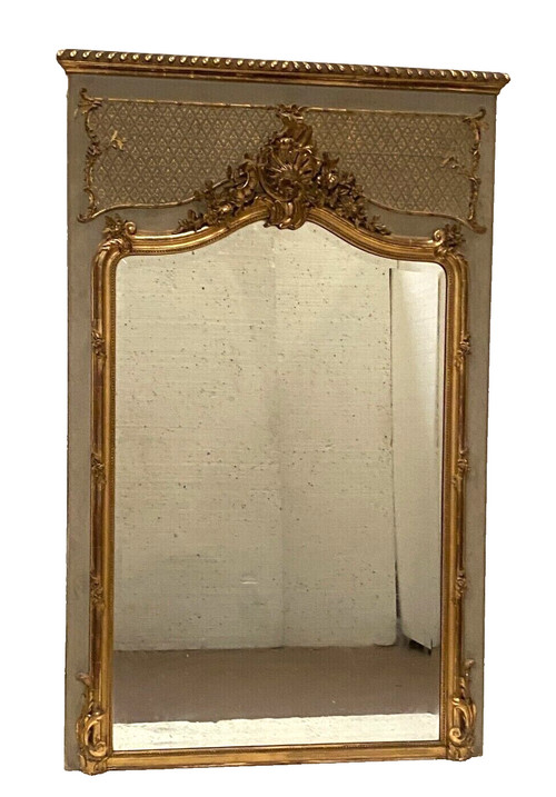 Louis XV style mirror in wood and gilded stucco 20th century