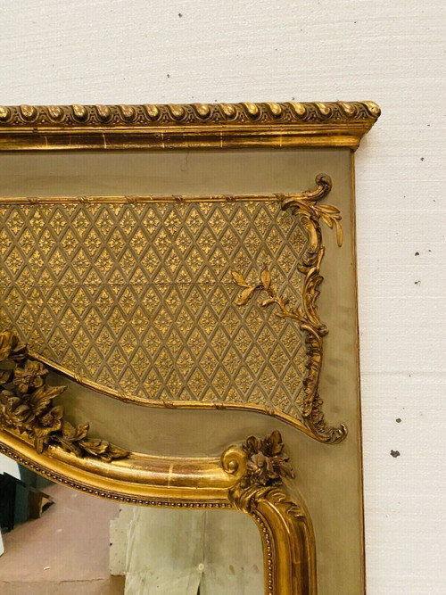 Louis XV style mirror in wood and gilded stucco 20th century