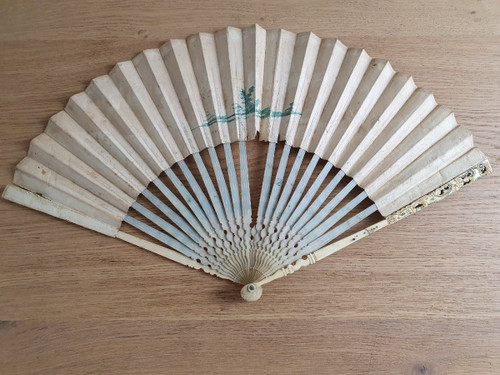 Fan, Wallpaper And Ivory, 18th Century.