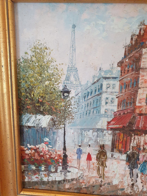 Burnett, View Of Paris, Oil On Canvas, 20th Century.