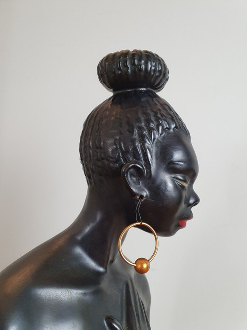 African Woman, Ceramic, Mid 20th Century.