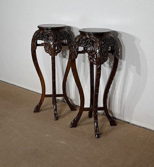 Pair of Large Asian Rosewood Bolsters – 20th Century