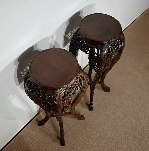 Pair of Large Asian Rosewood Bolsters – 20th Century