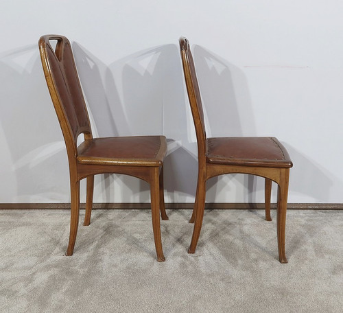 Pair of Walnut Chairs, Nancy School, Art Nouveau – 1900