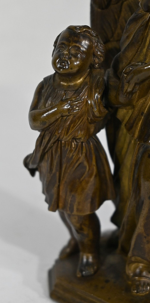 Patinated Bronze, “Child led by an Angel” – 1900