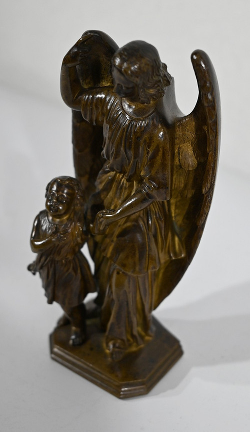 Patinated Bronze, “Child led by an Angel” – 1900