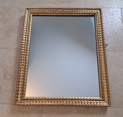 Louis Philippe Mirror, Wood And Golden Stucco, 19th Century.