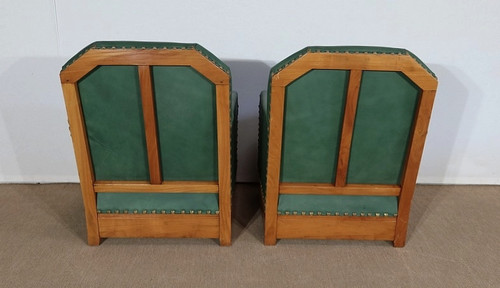 Pair of Art Deco Armchairs in Solid Cherry – 1st part of the 20th century