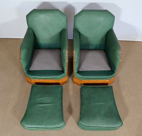 Pair of Art Deco Armchairs in Solid Cherry – 1st part of the 20th century