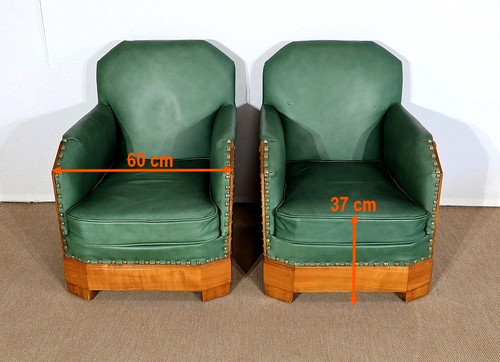 Pair of Art Deco Armchairs in Solid Cherry – 1st part of the 20th century