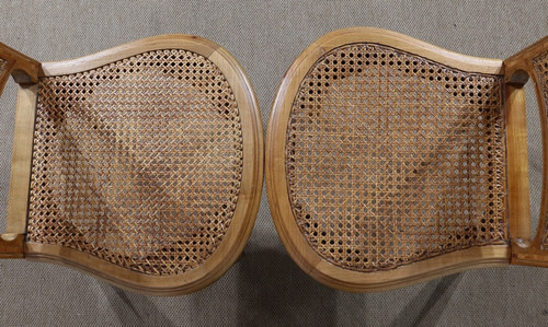 Pair of Cane Chairs, in solid Blond Cherry – 1920/1930