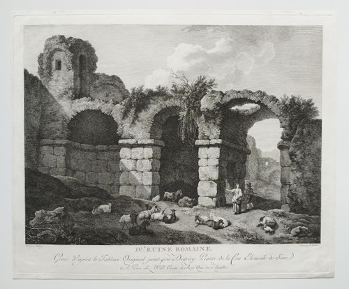 Etching Engraving Architecture 18th Century Roman Ruin Old Print