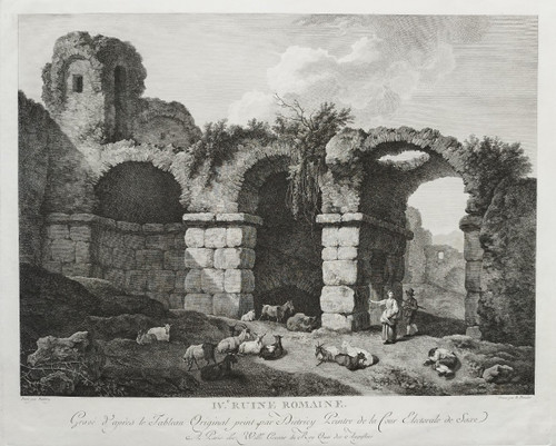 Etching Engraving Architecture 18th Century Roman Ruin Old Print