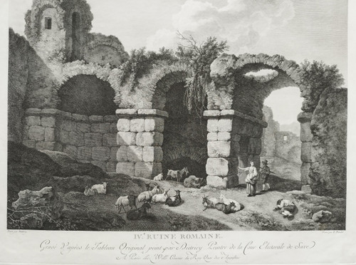 Etching Engraving Architecture 18th Century Roman Ruin Old Print