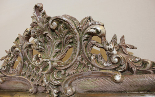 Miroir de cheminée, Style Louis XV, Feuille d'Argent 80 X 114 Cm