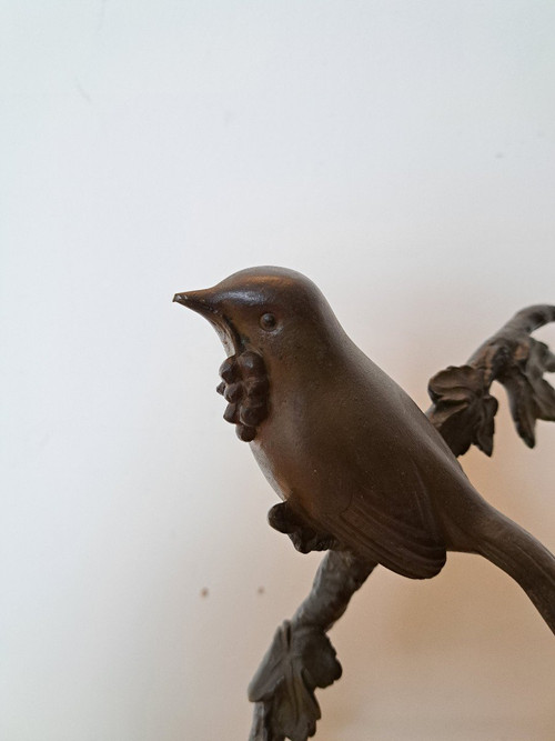 Irénée Rochard, Oiseaux Sur Sa Branche , Bronze, Art Deco , XX°.